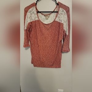 Orange lace knit top